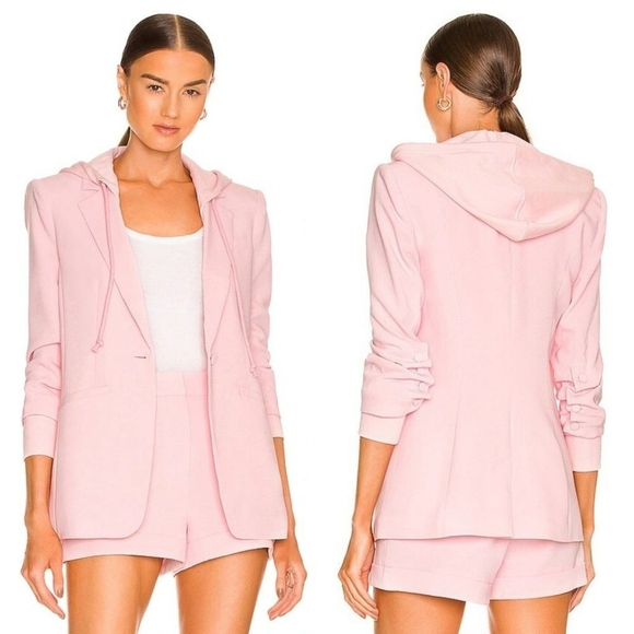 cinq a sept Jackets & Blazers - SET Cinq a Sept Hooded Khloe Blazer and Shorts SET in Pink Quartz Size 8 US